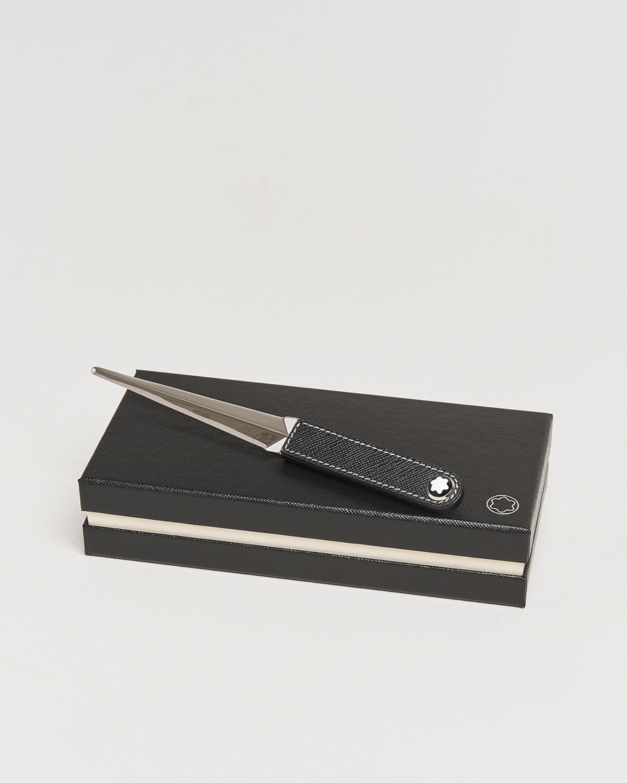 Montblanc Letter Opener in Steel and Leather Black – Black