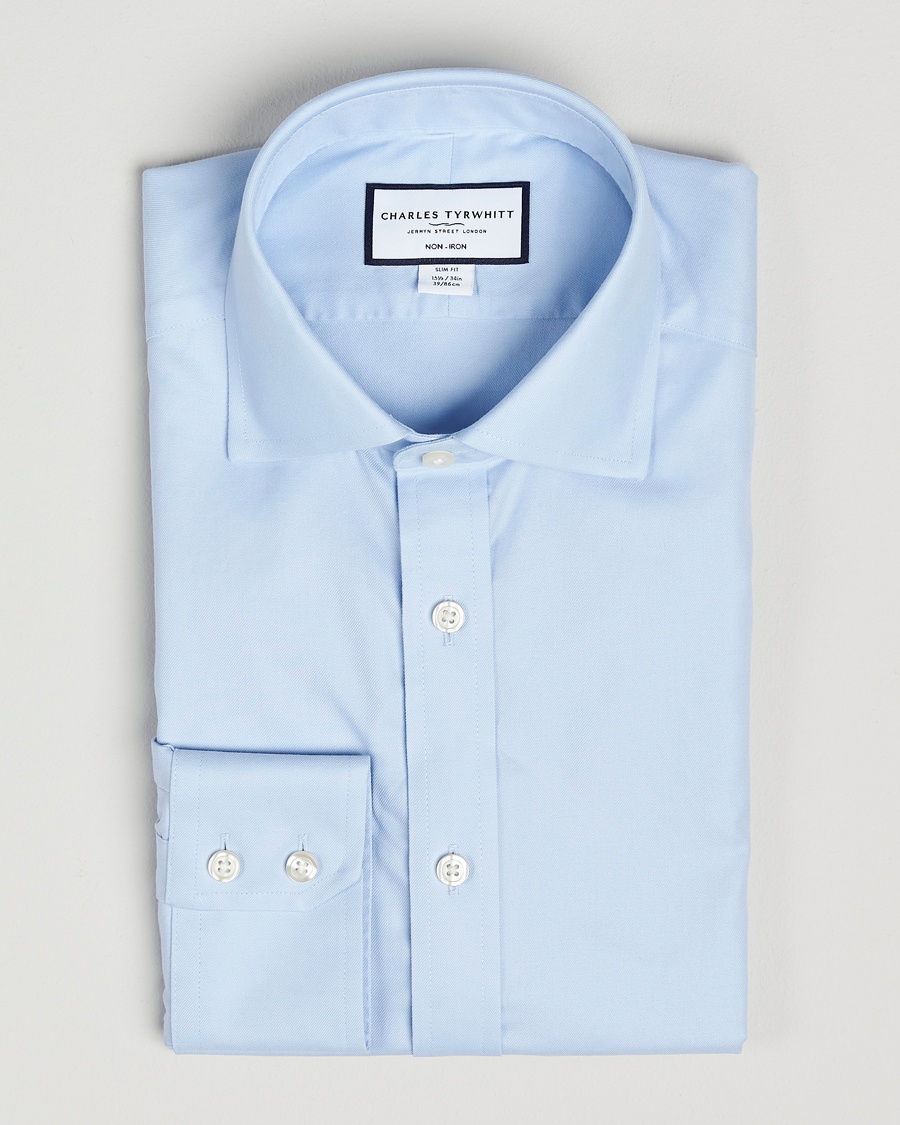 Charles Tyrwhitt Slim Fit Non Iron Cotton Twill Shirt Sky – Blue