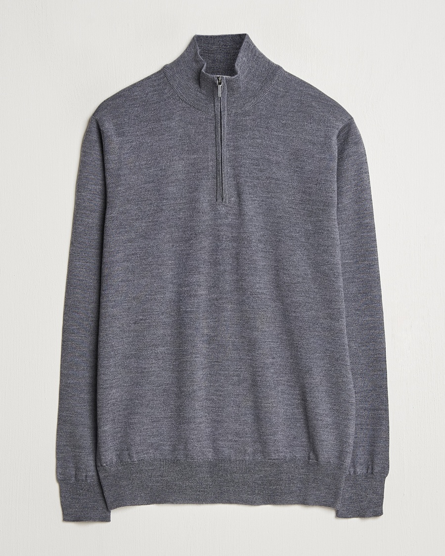 Maison Kitsuné Fox Head Half Zip Sweatshirt Light Grey Melange at