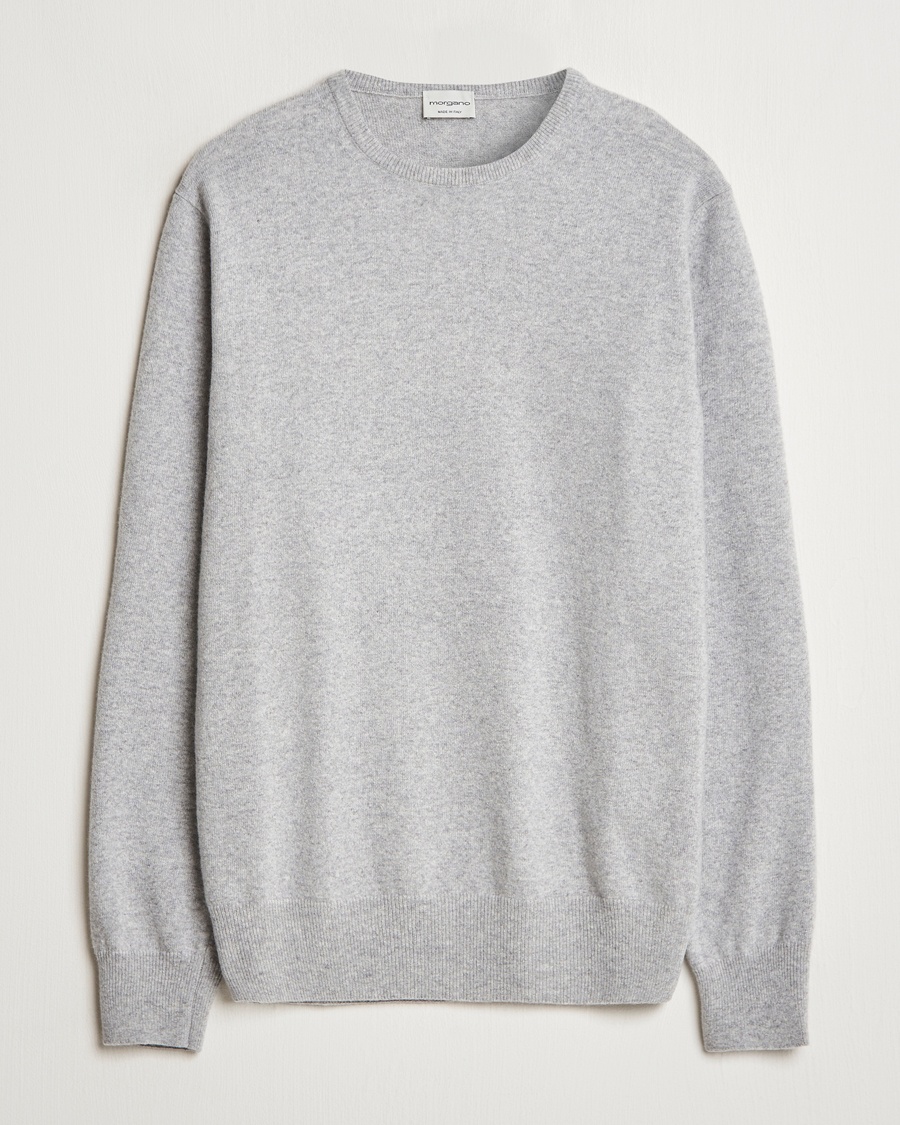 Morgano Wool/Cashmere Crewneck Mid Grey – Grey