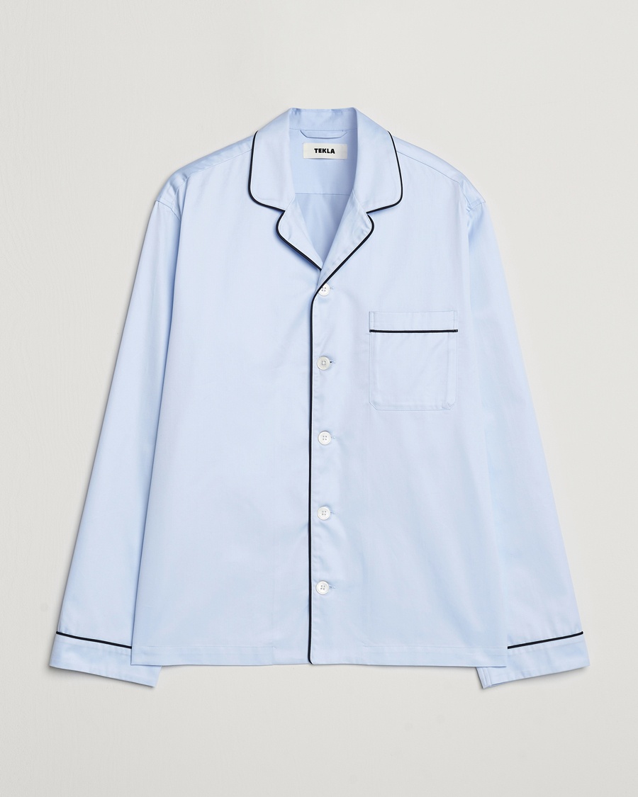 Tekla Sateen Pyjama Shirt Bellhop Blue – Blue