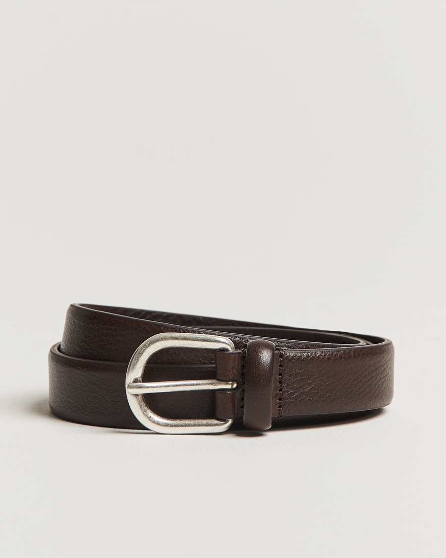 Anderson's Grained Leather Belt 2,5 cm Dark Brown – Brown