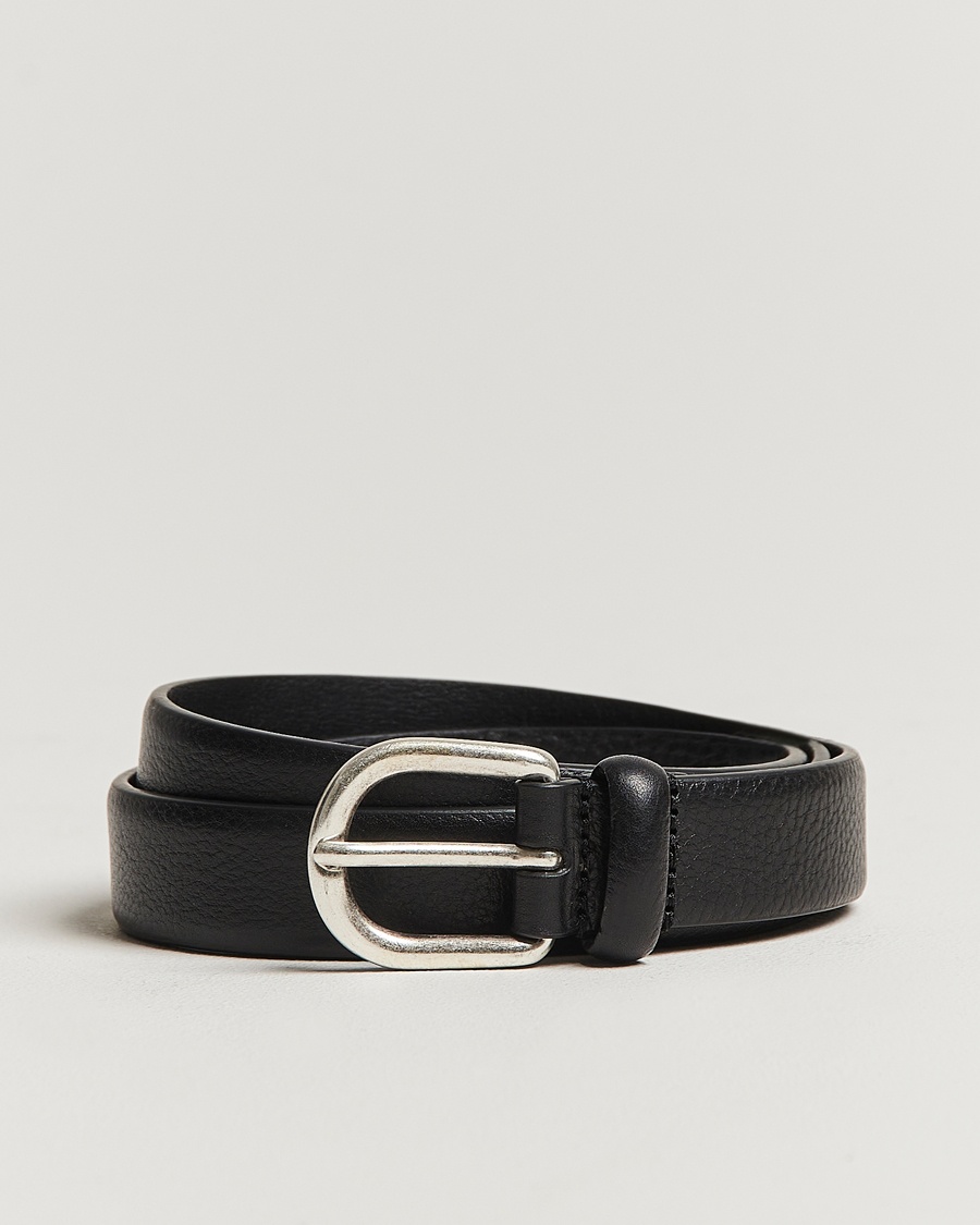 Anderson's Grained Leather Belt 2,5 cm Black – Black
