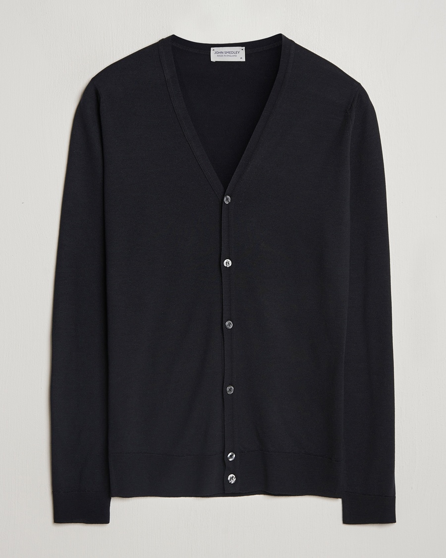 John Smedley Petworth Extra Fine Merino Cardigan Black – Black