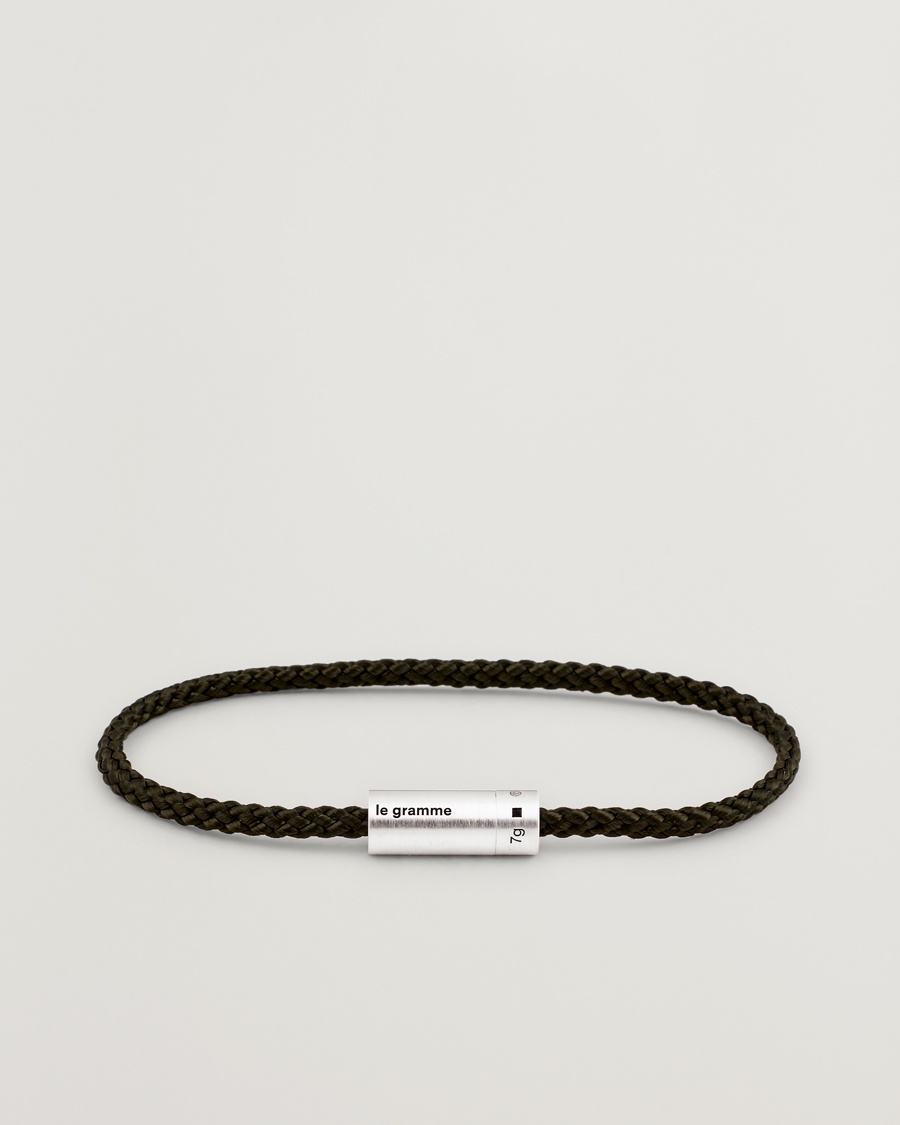 LE GRAMME Nato Cable Brushed Bracelet Khaki/Sterling Silver – Brown