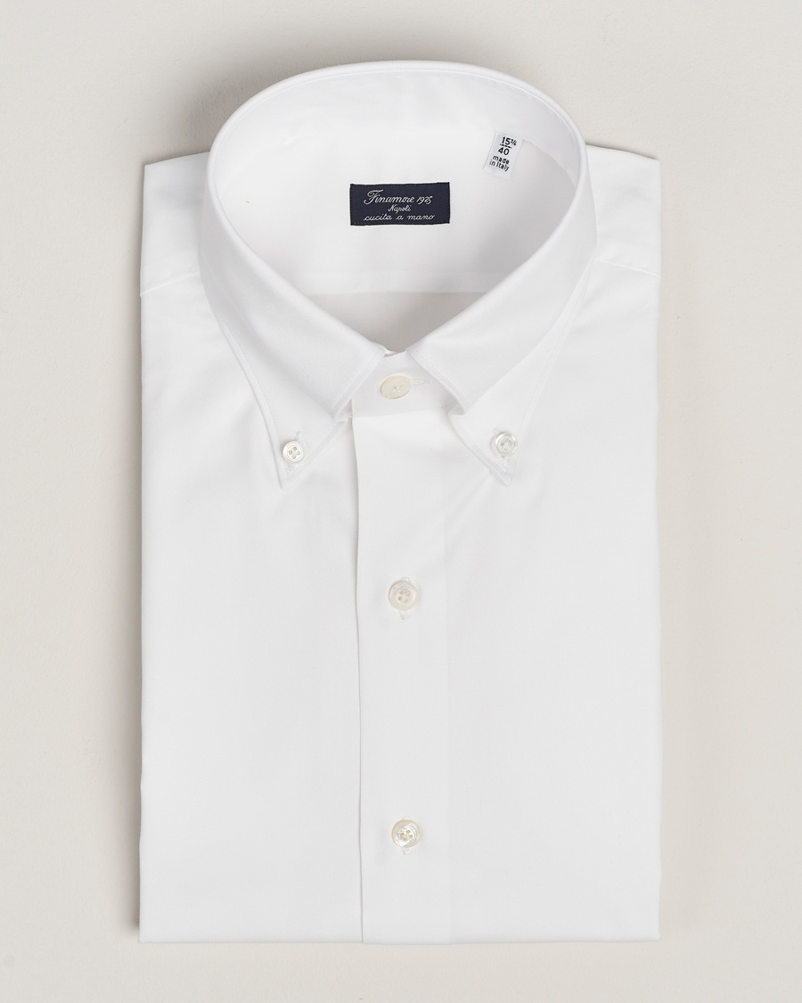 Finamore Napoli Milano Slim Oxford Button Down Shirt White – White