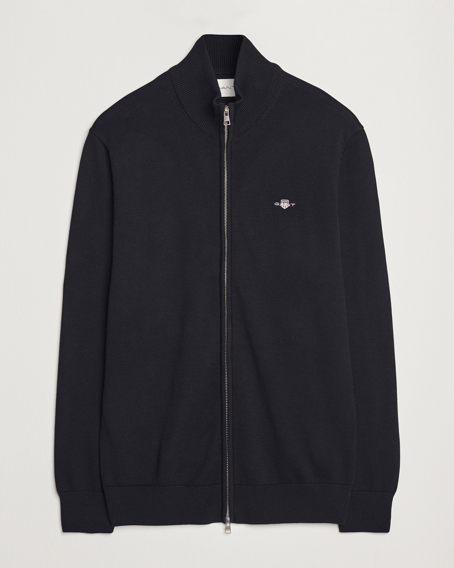 Gant Cotton Full Zip Cardigan Black – Black