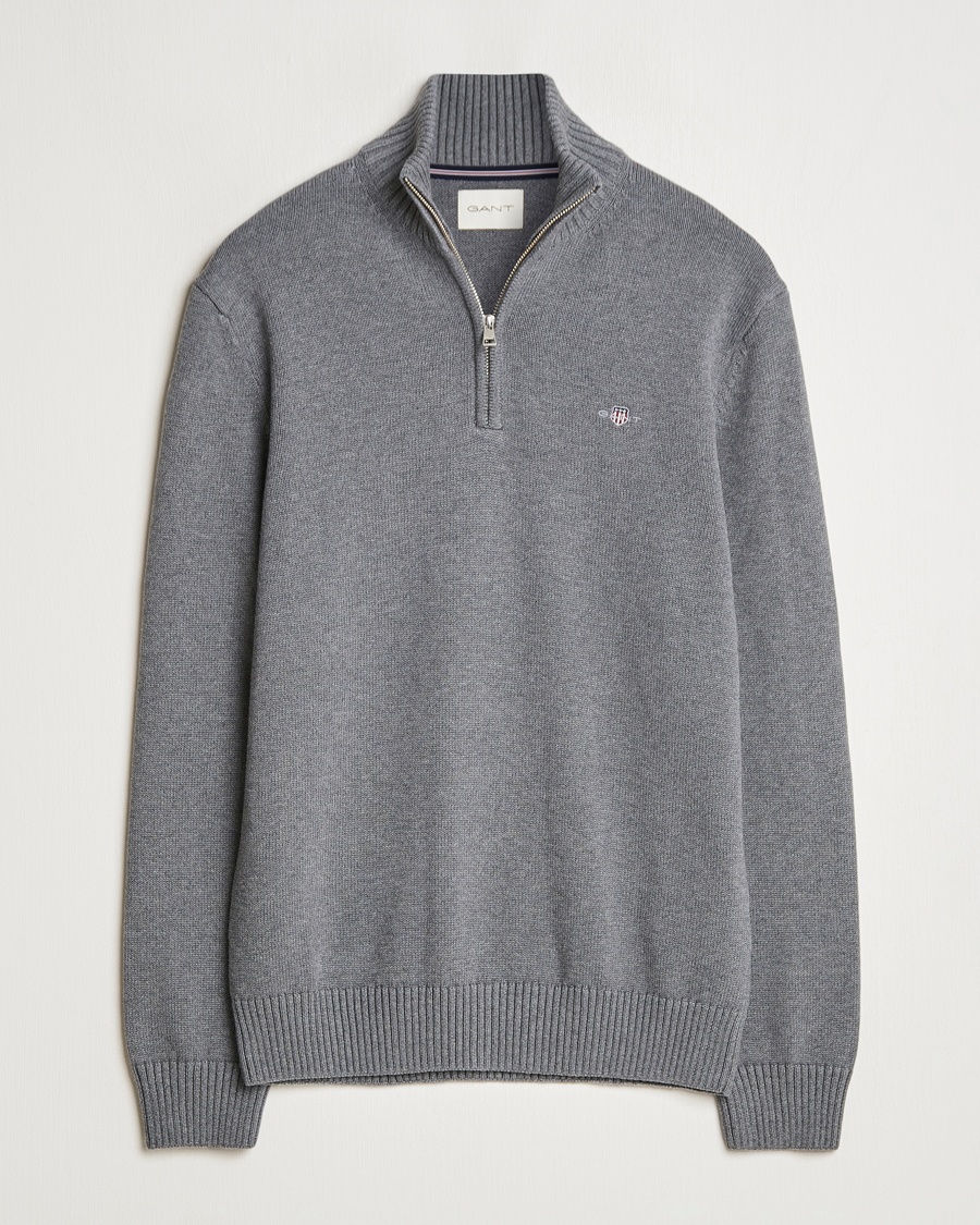 Gant Casual Cotton Half Zip Dark Grey Melange – Grey