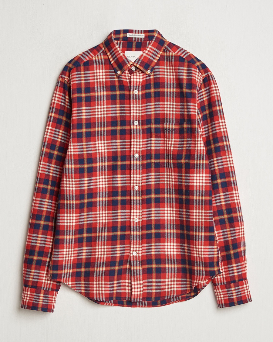 GANT Regular Flannel Plaid Shirt Ruby Red – Red