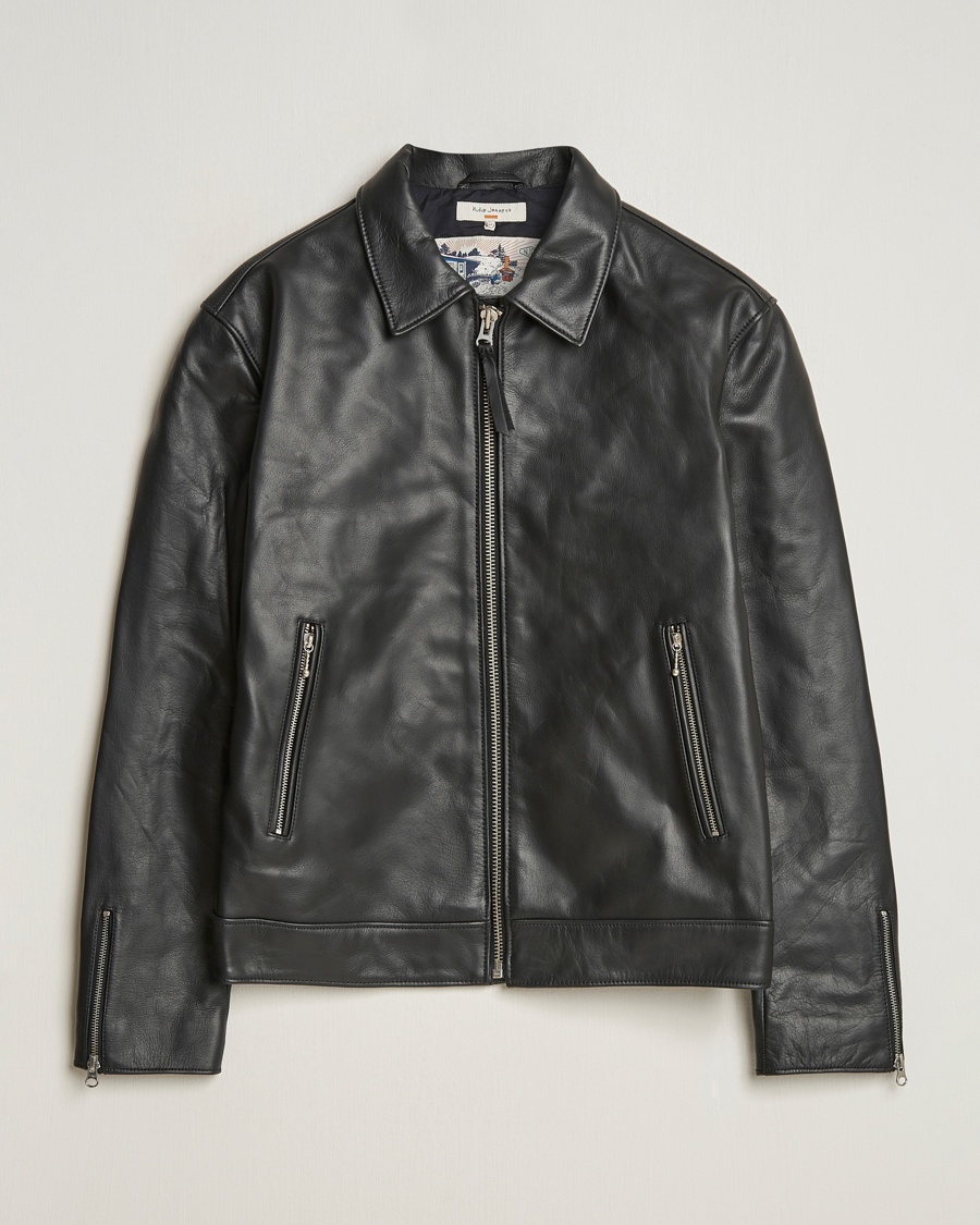 Nudie Jeans Eddy Rider Leather Jacket Black – Black
