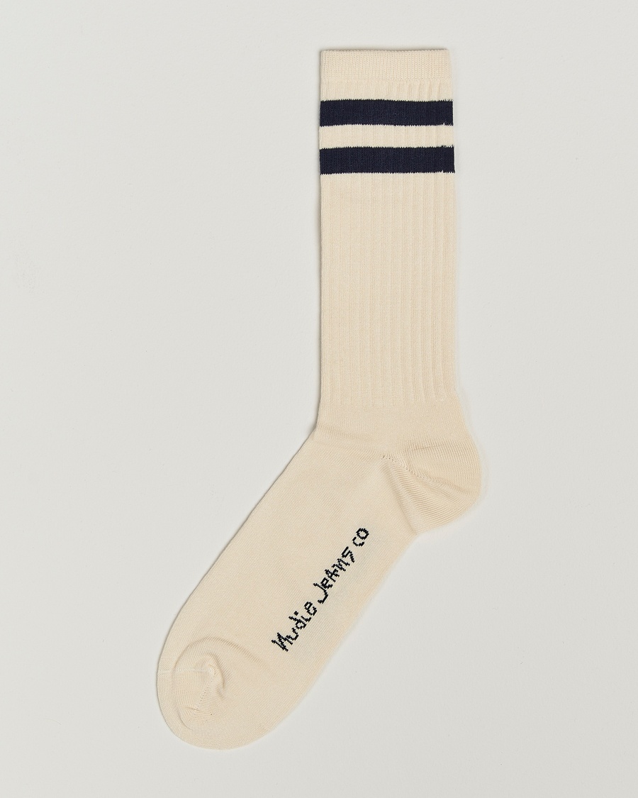 Nudie Jeans Amundsson Tennis Socks Off White/Navy – White