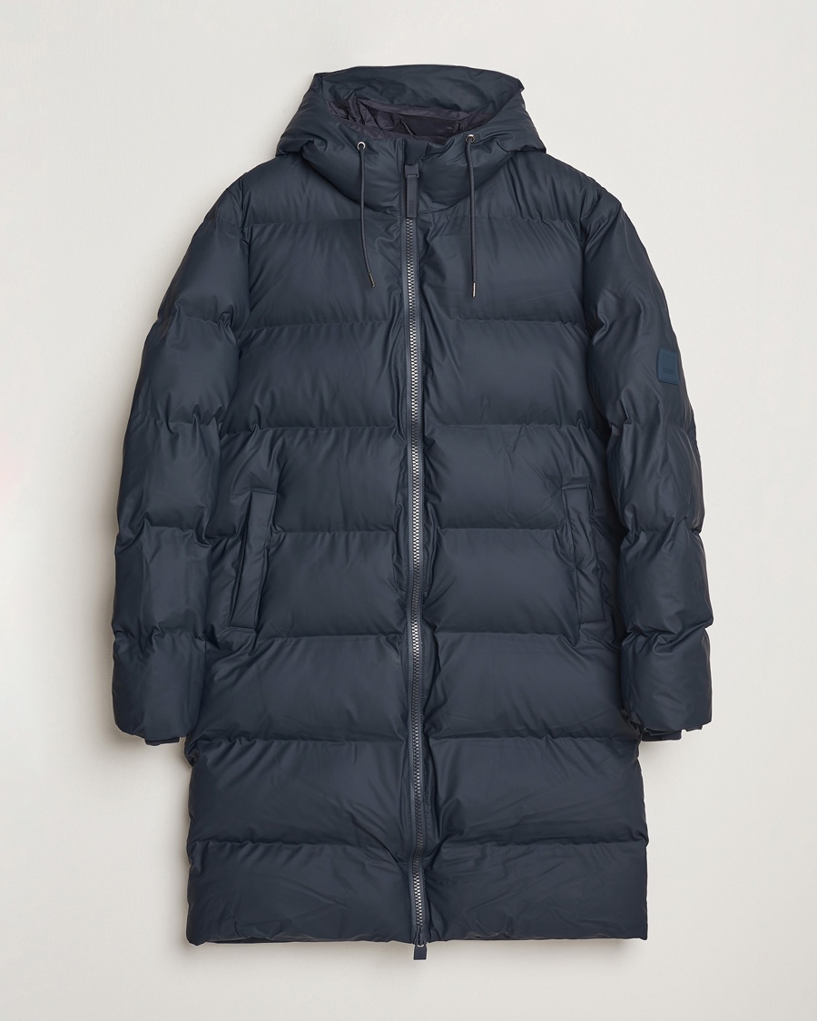 RAINS Alta Long Puffer Parka Navy – Blue