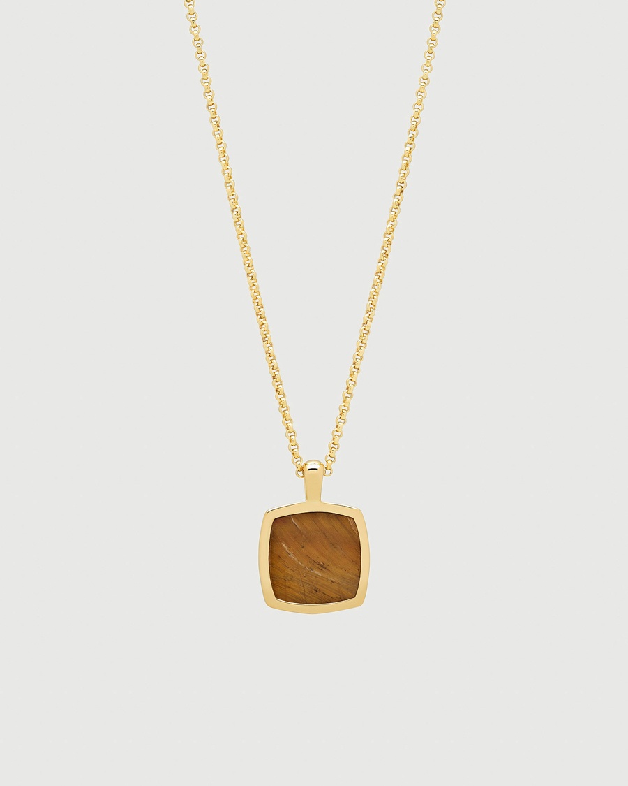 Tom Wood Cushion Pendant Tiger Eye Gold – gold