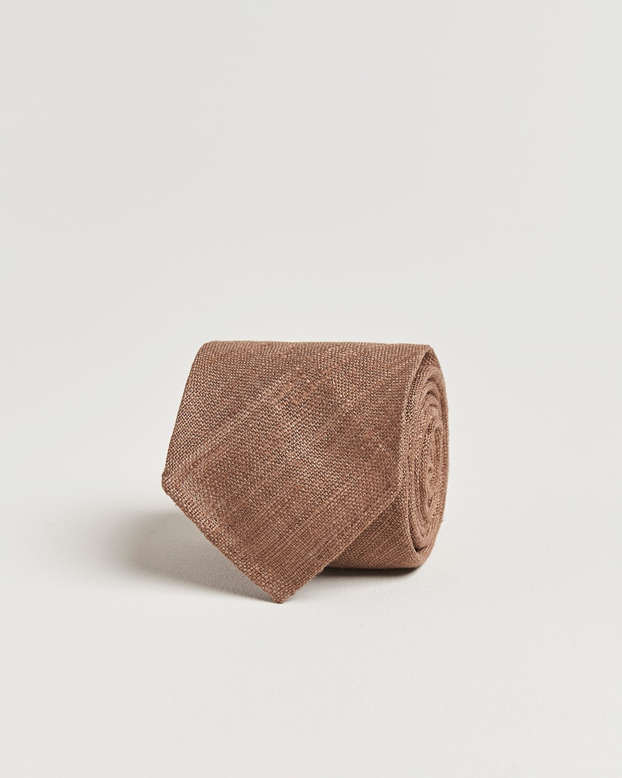 Drake's Drake'sSilk Tussah Handrolled TieCoffee – Brown