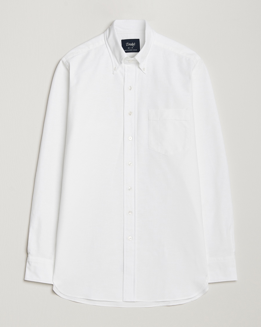 Drake's Button Down Oxford Shirt White – White