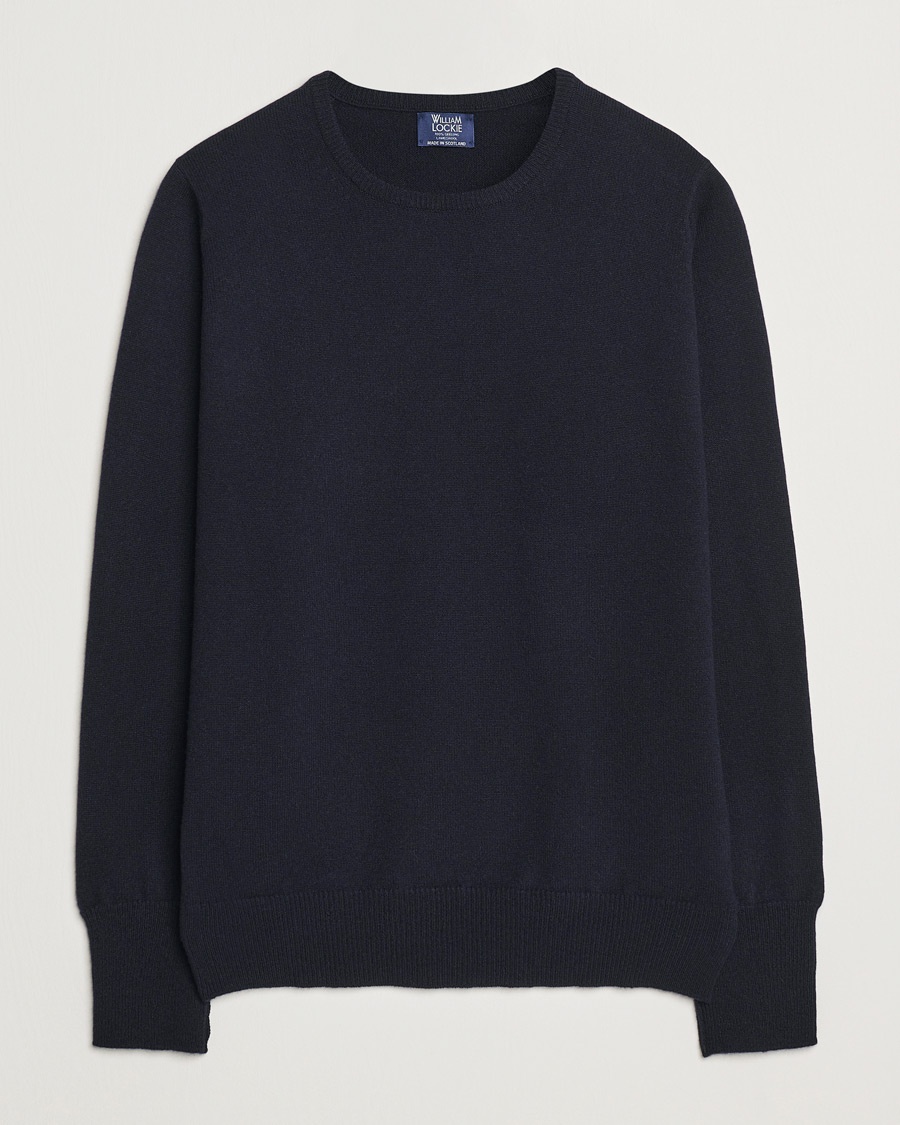 William Lockie Rob Lambswool Crewneck Navy – Blue
