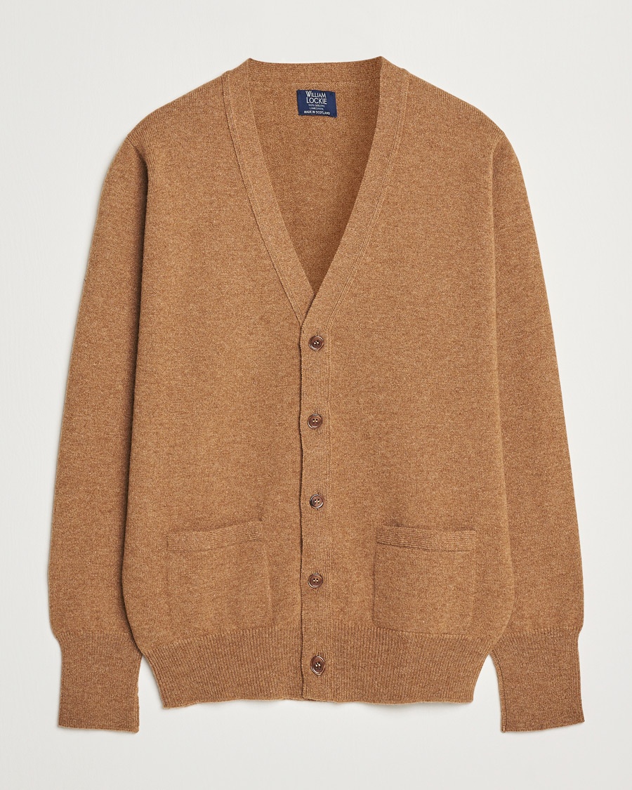 William Lockie Rob Lambswool Cardigan Driftwood – Beige