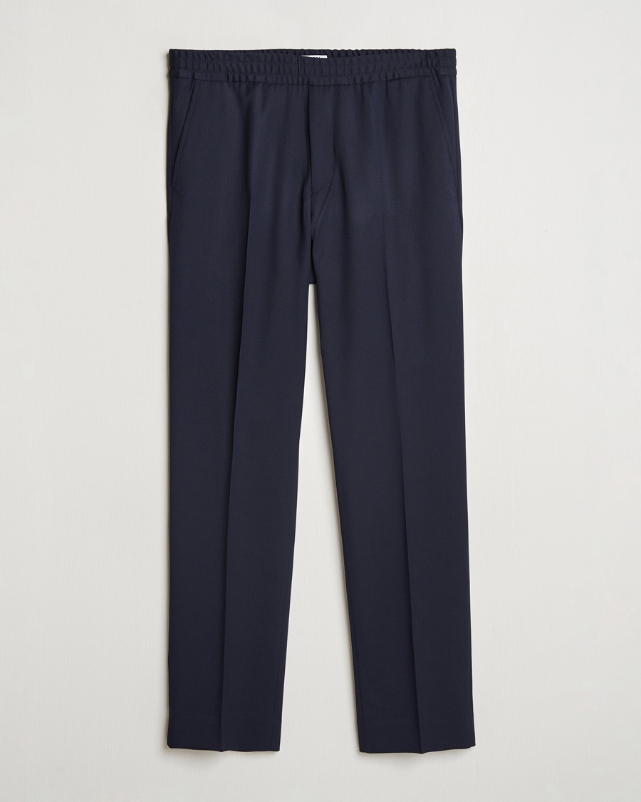 Giorgio Armani Pleated Seersucker Pants Navy at CareOfCarl.com