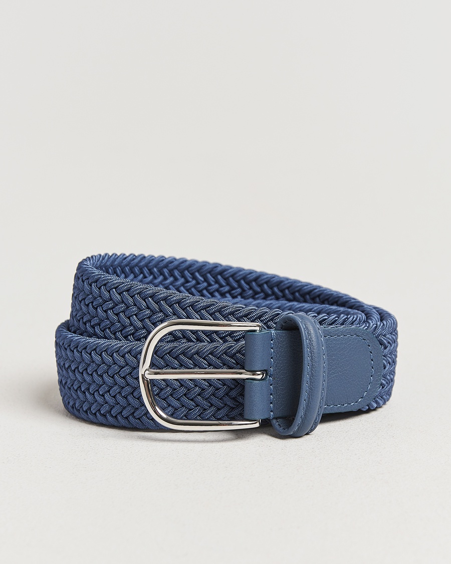 Anderson's Stretch Woven 3,5 cm Belt Air Force Blue – Blue