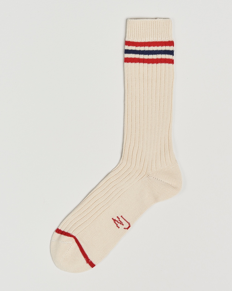 Nudie Jeans Retro Tennis Socks Off White/Red – White