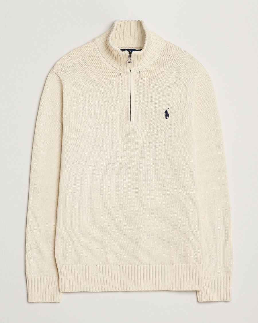 Polo Ralph Lauren Cotton Pullover Half Zip Andover Cream – White