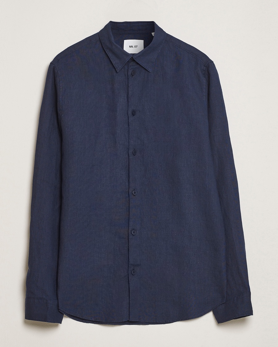 NN07 Enzo Linen Shirt Navy Blue – Blue