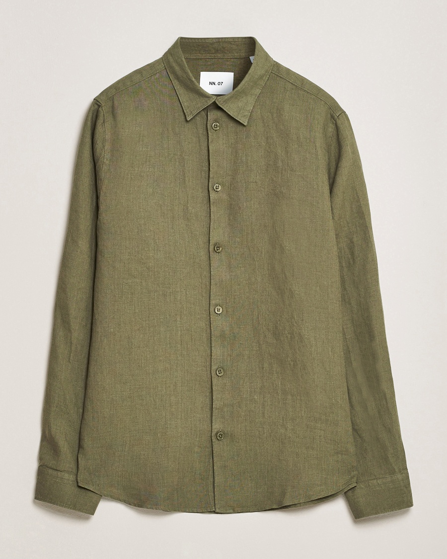 NN07 Enzo Linen Shirt Capers Green – Green