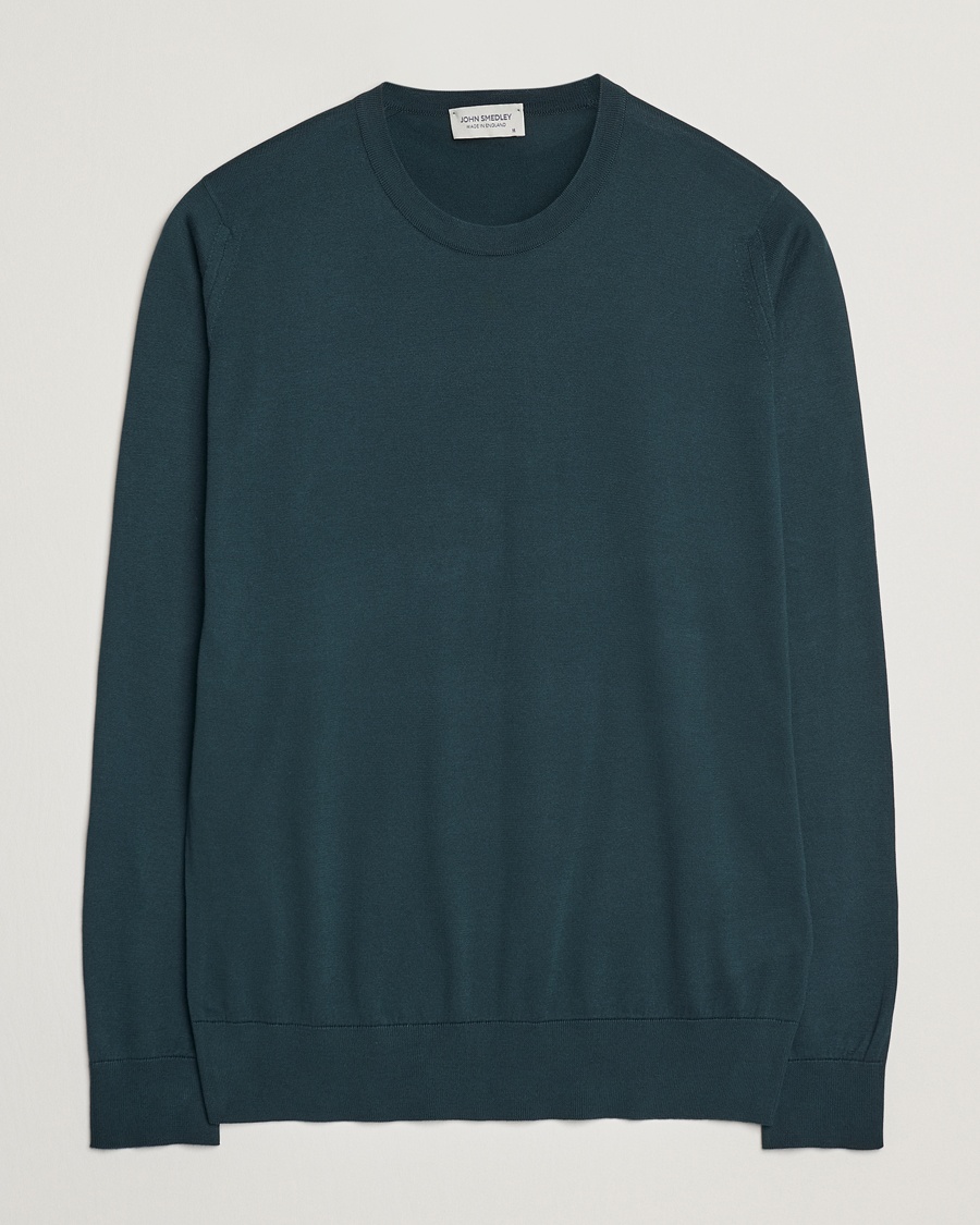 John Smedley Rowland Sea Island Crew Neck Pullover Rain Forest – Green