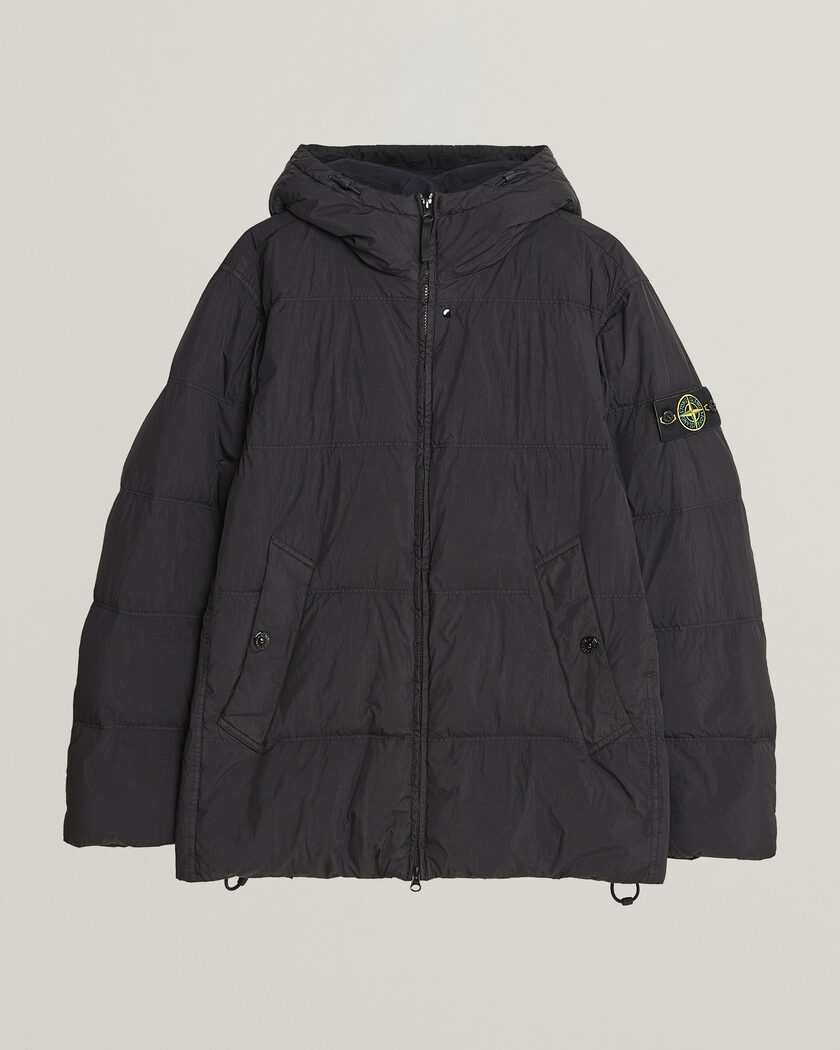 Stone Island Crinkle Reps Padded Hood Down Jacket Black – Black