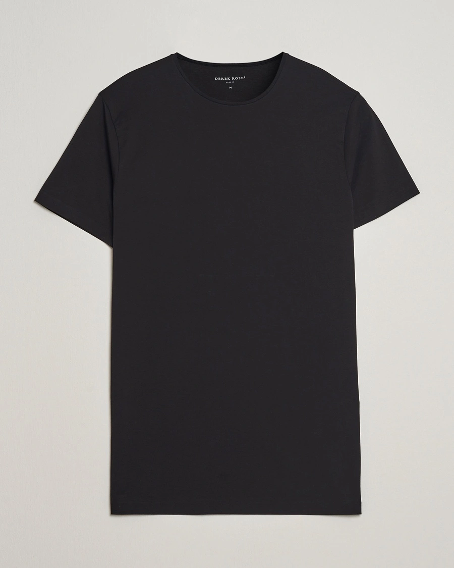 Derek Rose Pima Cotton Crew Neck T-Shirt Black – Black