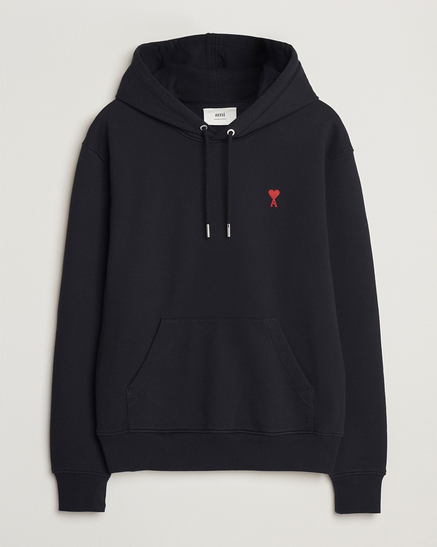 AMI Heart Logo Hoodie Black – Black