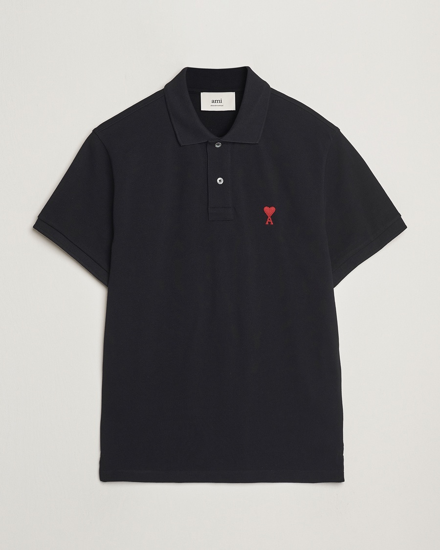 AMI Heart Logo Polo Black – Black