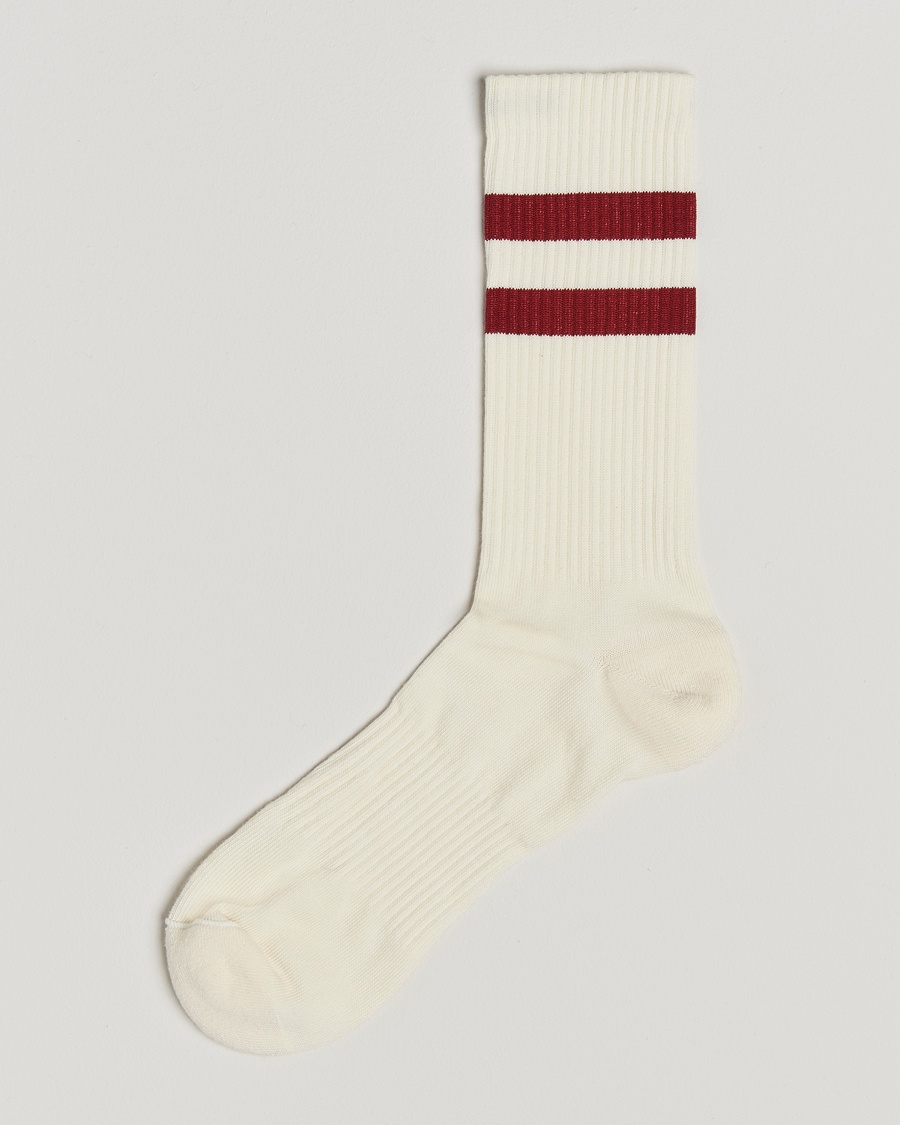 Sweyd Two Stripe Cotton Socks White/Red – White