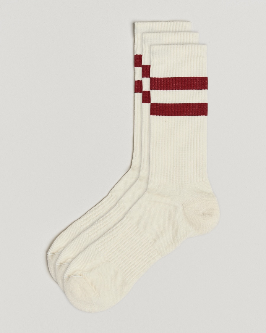 Sweyd 3-Pack Two Stripe Cotton Socks White/Red – White