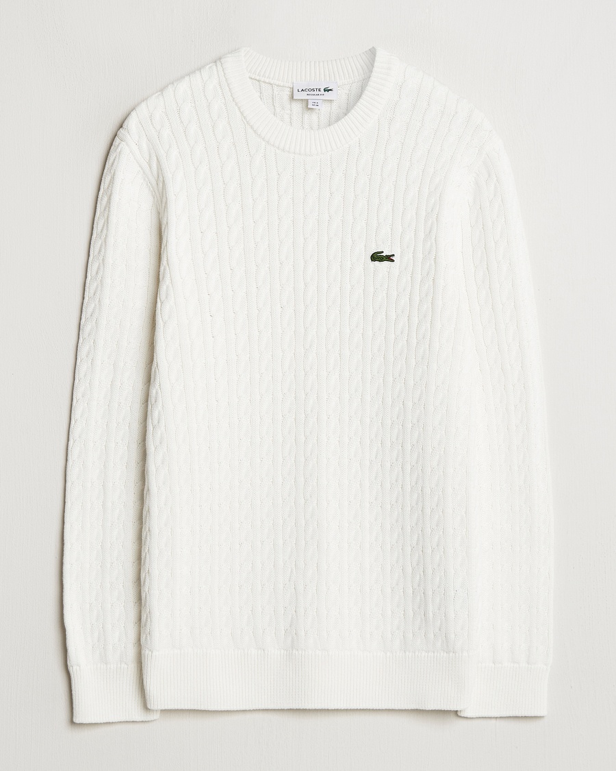 Lacoste Cotton Cable Sweater Flour – White
