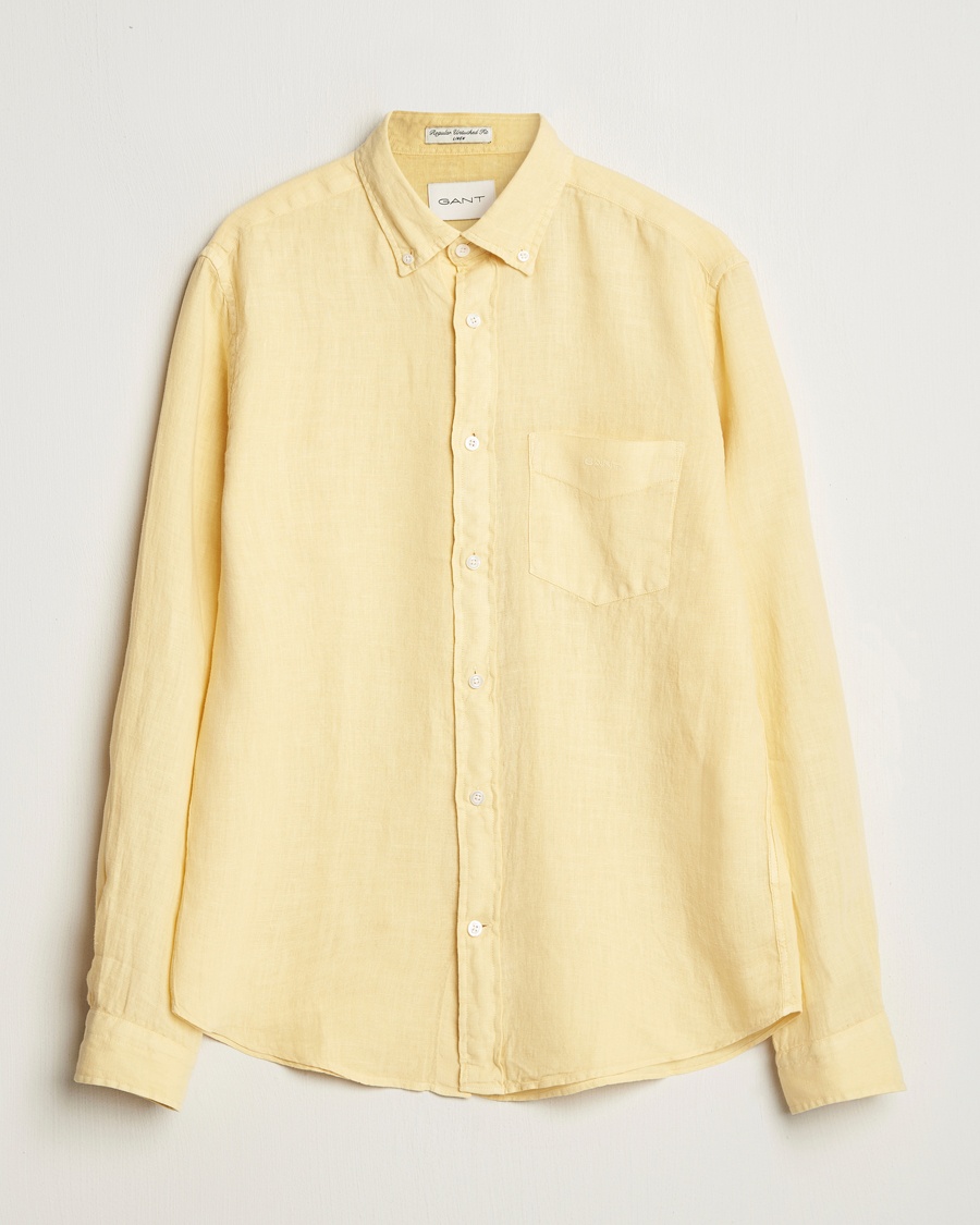 Gant Regular Fit Garment Dyed Linen Shirt Dusty Yellow – Yellow
