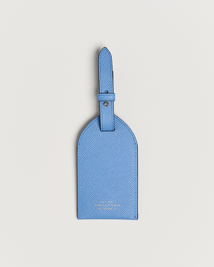 Smythson Panama Luggage Tag Nile Blue – Blue