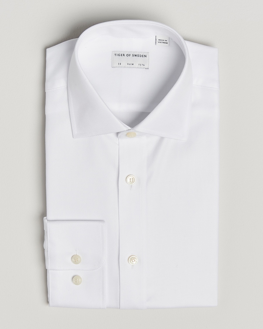Tiger of Sweden Adley Structured Slim Fit Cut Away Shirt White – White