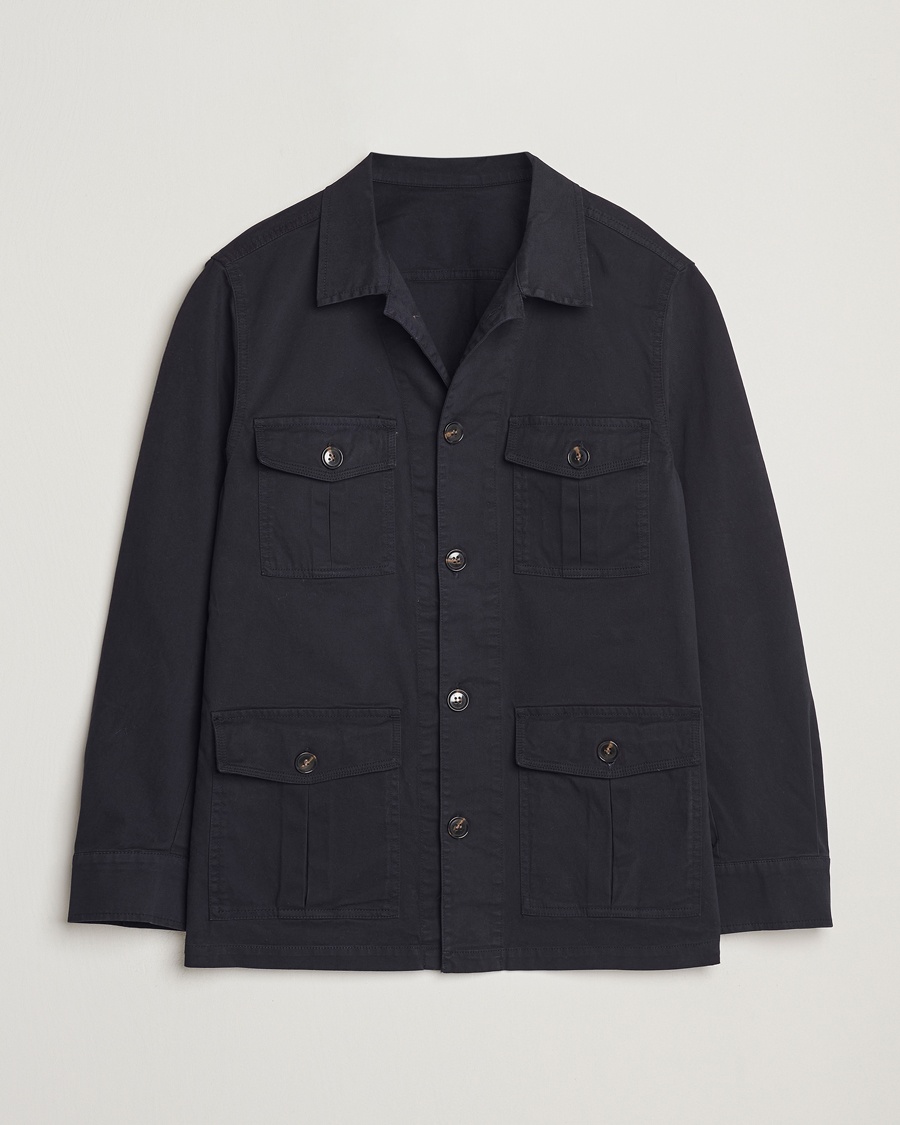 Oscar Jacobson Safari Shirt Jacket Navy – Blue