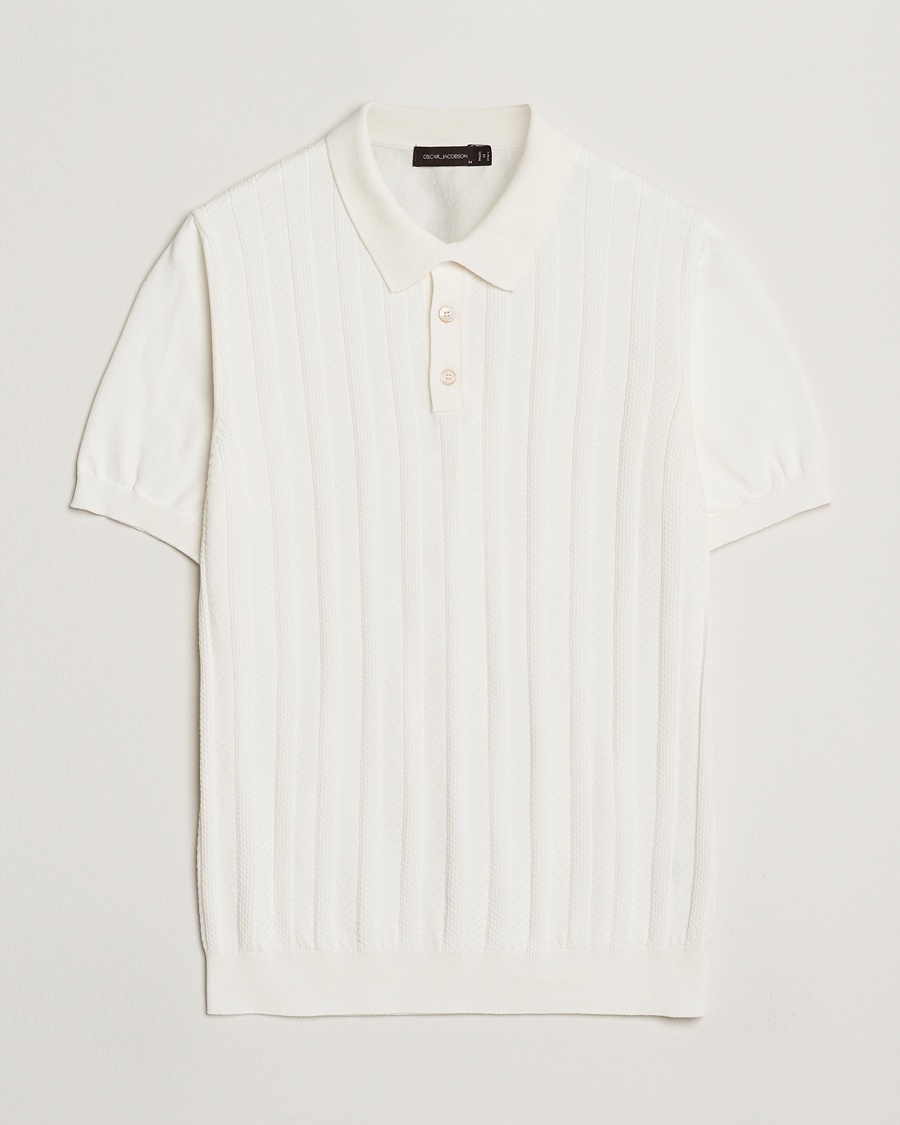 Oscar Jacobson Barto Structured Cotton Polo Snow White – White