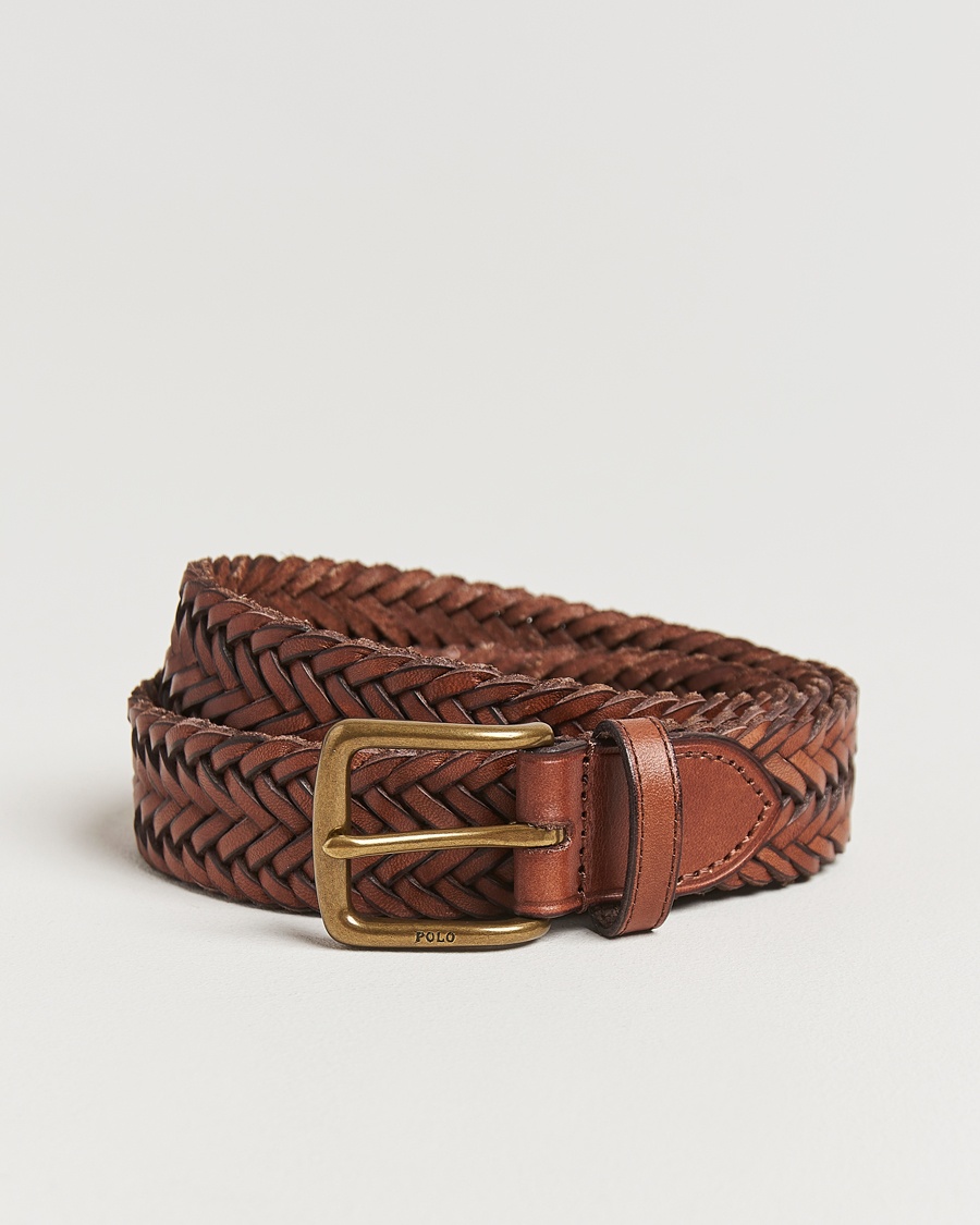 Polo Ralph Lauren Braided Leather Belt Polo Saddle – Brown