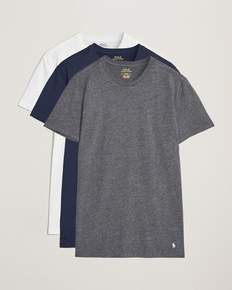 Polo Ralph Lauren 3-Pack Crew Neck T-Shirt Navy/Grey/White – Blue