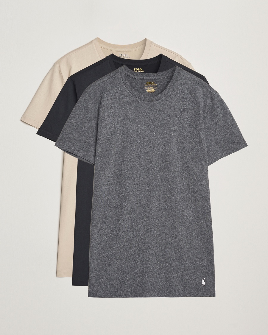 Polo Ralph Lauren 3-Pack Crew Neck T-Shirt Grey/Beige/Black – Black