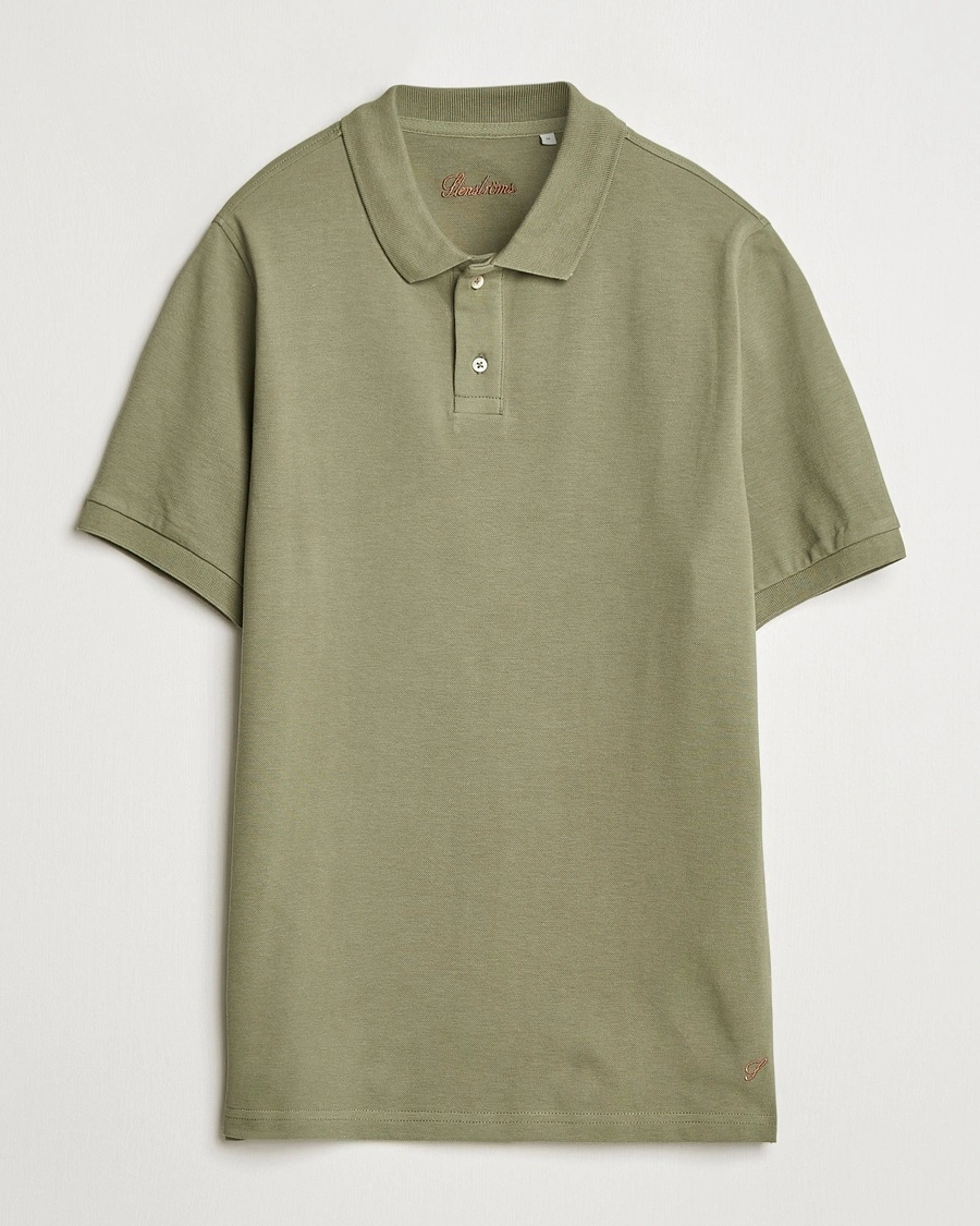 Stenströms Organic Cotton Piquet Polo Shirt Olive – Green