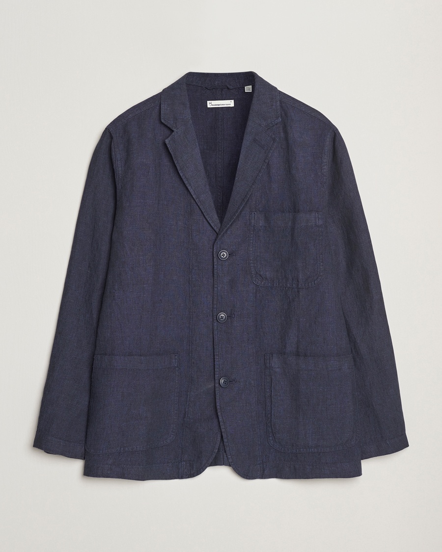 KnowledgeCotton Apparel Linen Blazer Total Eclipse – Blue