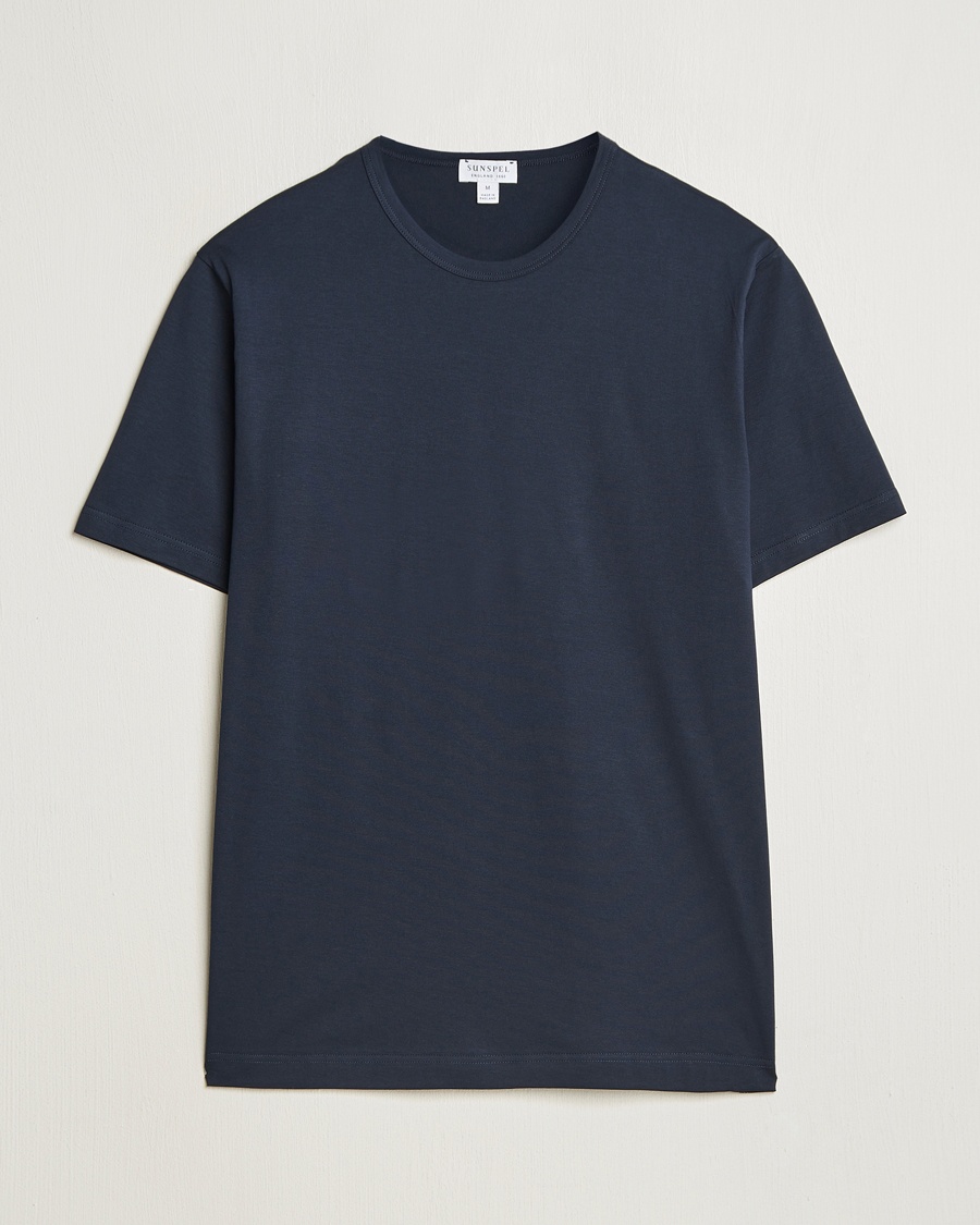 Sunspel Crew Neck Q82 Cotton T-Shirt Midnight Navy – Blue