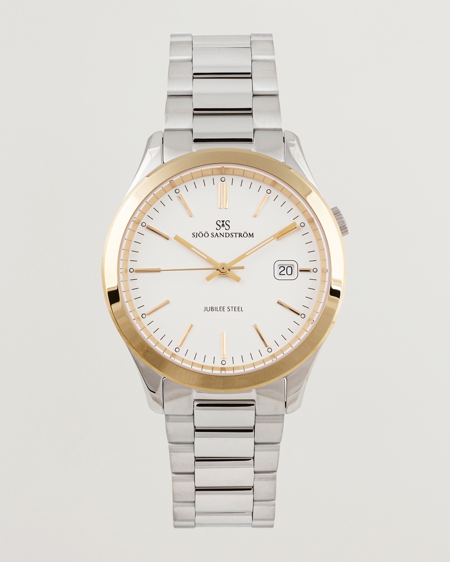 Sjöö Sandström Jubilee Steel Quartz 40mm Gold Bezel White/Steel – Silver