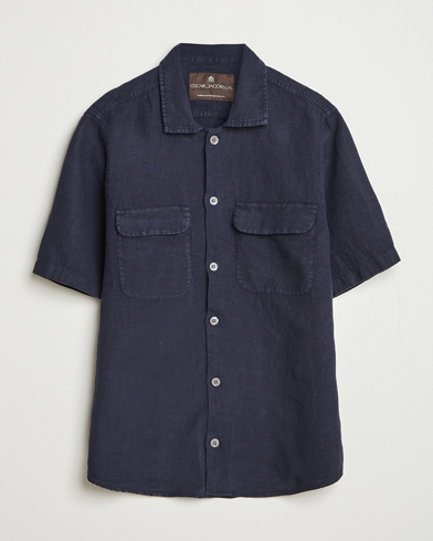 Oscar Jacobson Reg Fit City Linen Shirt Navy – Blue