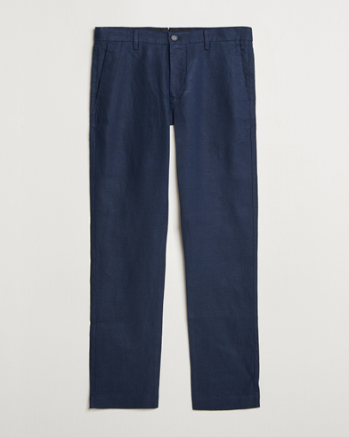 NN07 Theo Linen Trousers Navy Blue – Blue