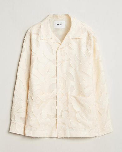 NN07 Hank Fil-Coupé Jacquard Overshirt Off White – White